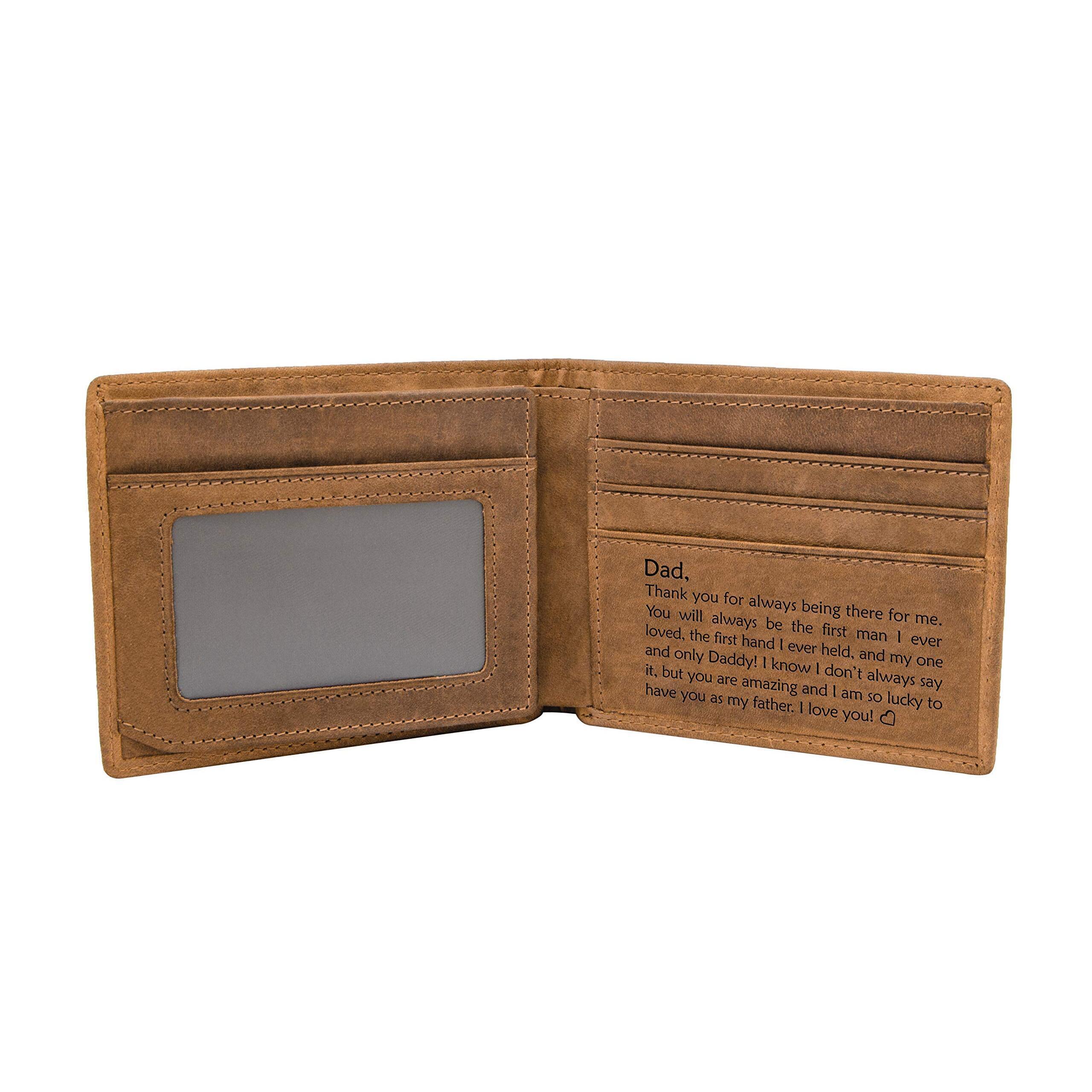 3482 Personalized Leather Wallet For Dadengraved Rfid Blocking Bifold